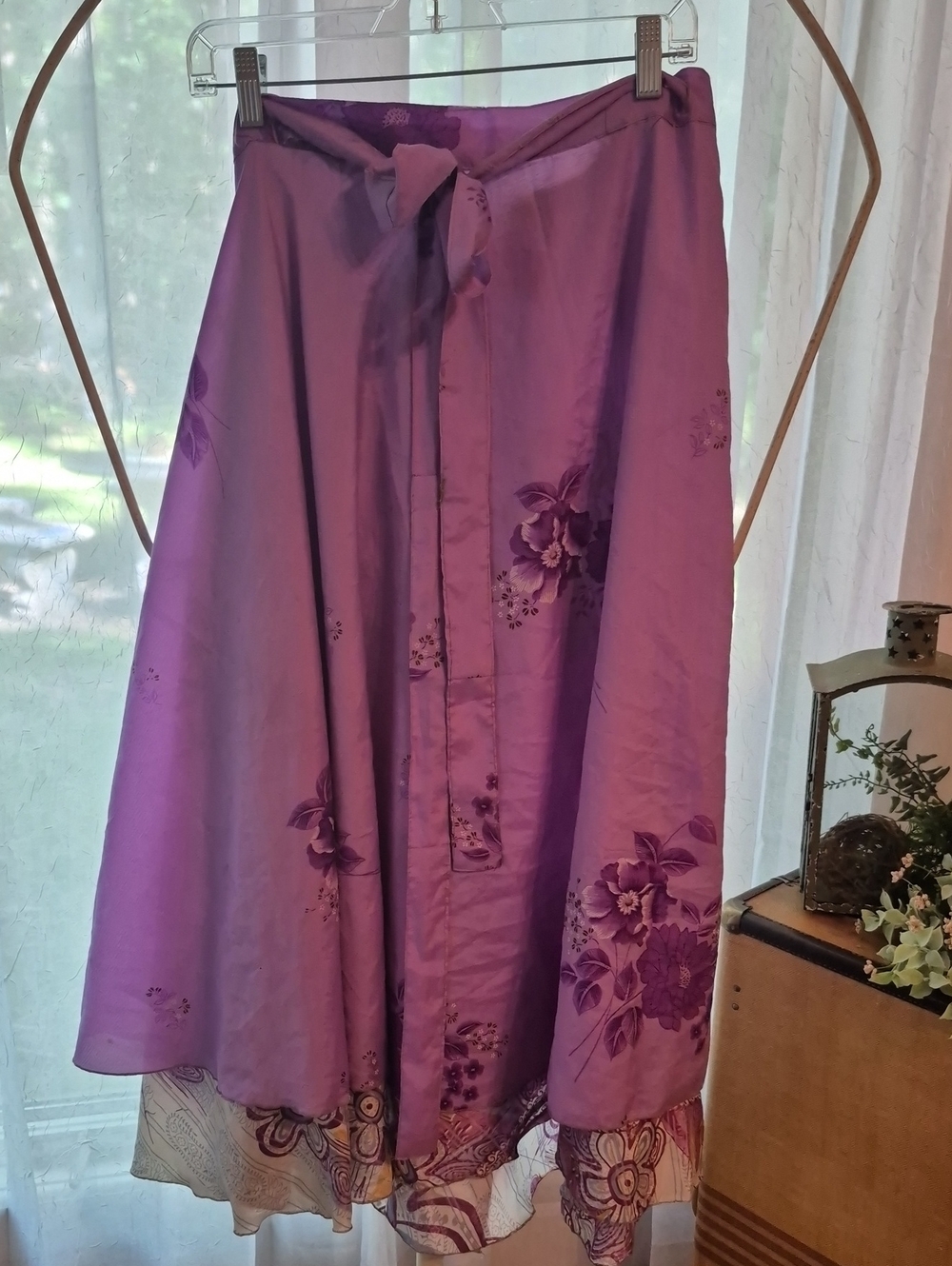 Purple Floral Wrap Skirt